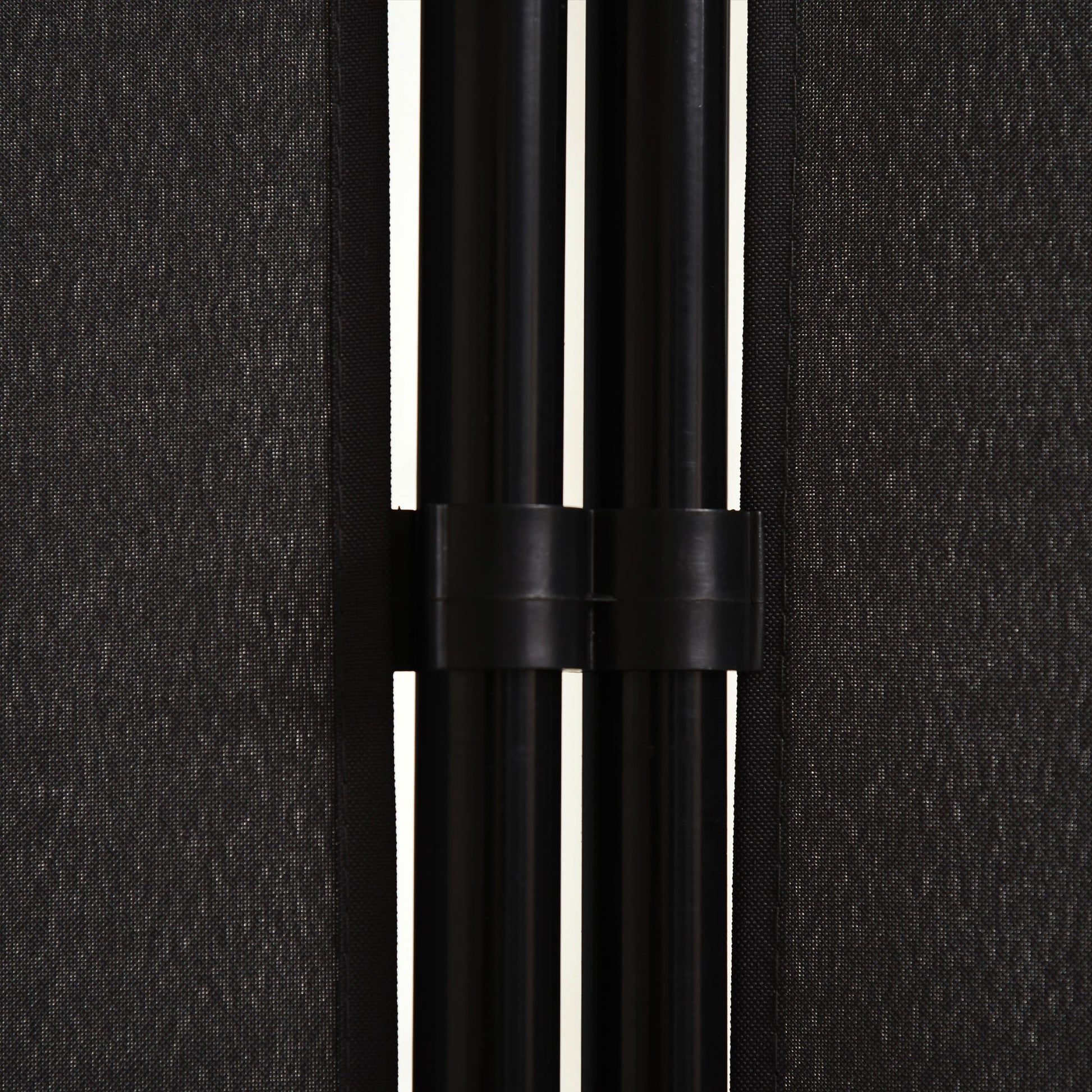 3-Panel Room Divider 2.53m x 0.5m x 1.82m Side Awning Windbreak on Stand Metal Polyester High-Density Black
