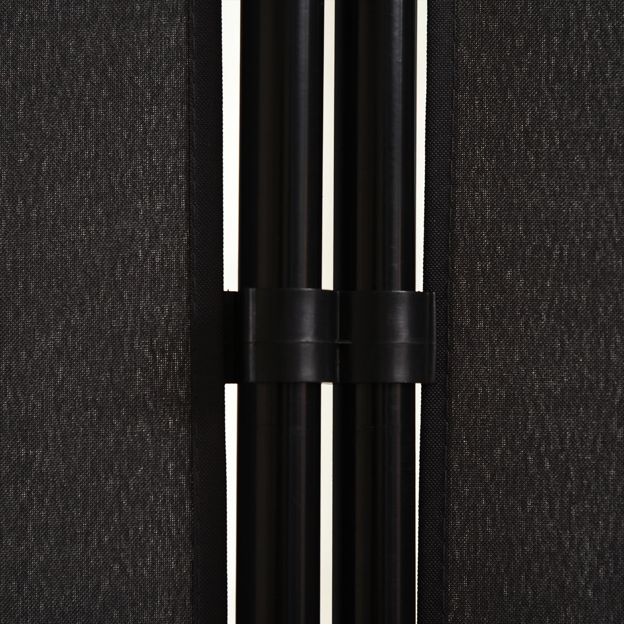 3-Panel Room Divider 2.53m x 0.5m x 1.82m Side Awning Windbreak on Stand Metal Polyester High-Density Black