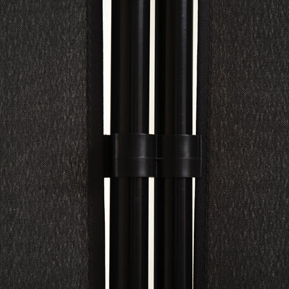 3-Panel Room Divider 2.53m x 0.5m x 1.82m Side Awning Windbreak on Stand Metal Polyester High-Density Black