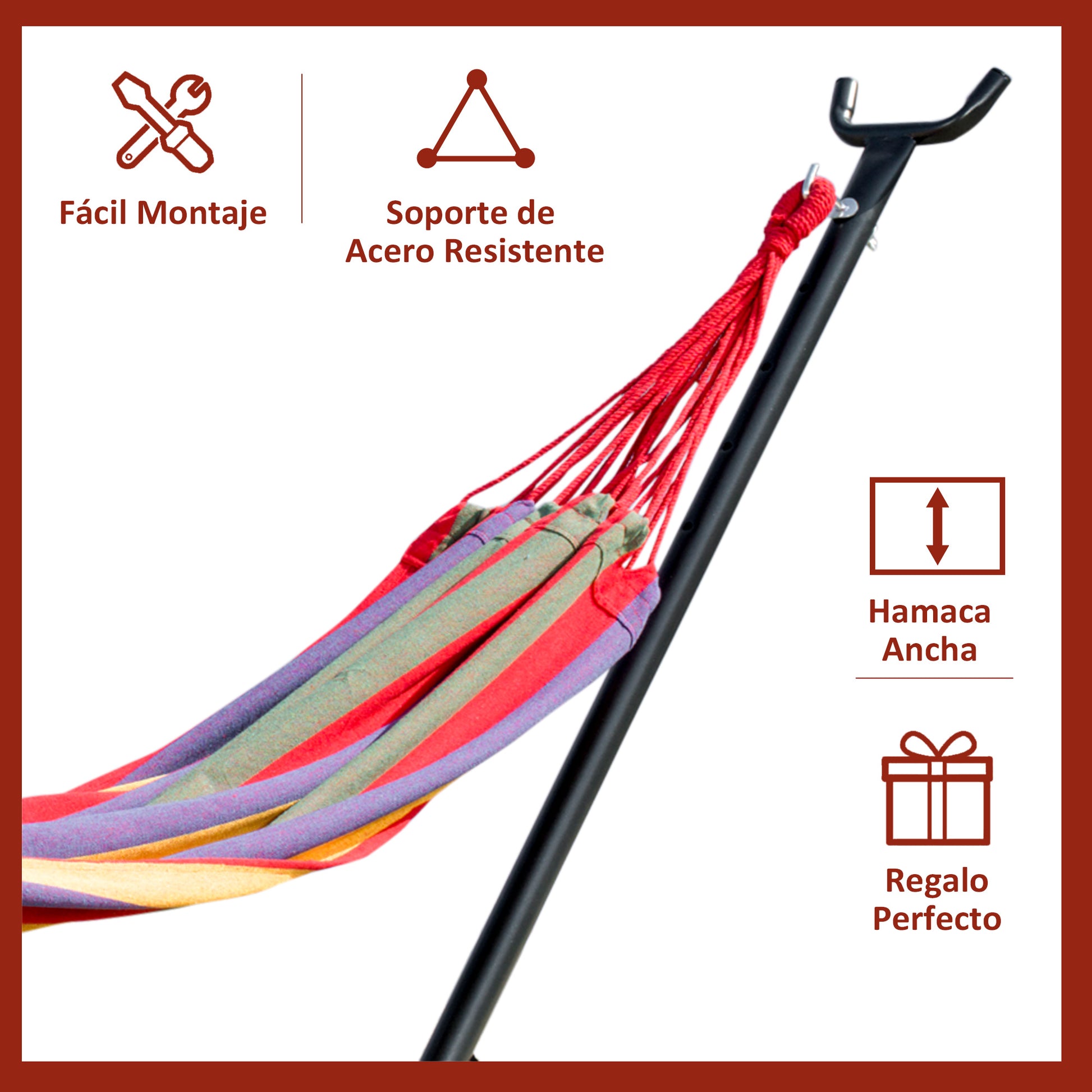 Hammock with Steel Stand Portable Garden Hammock with 6 Adjustable Heights and Carrying Bag for Patio Load 120 kg 200x150 cm Multicolor