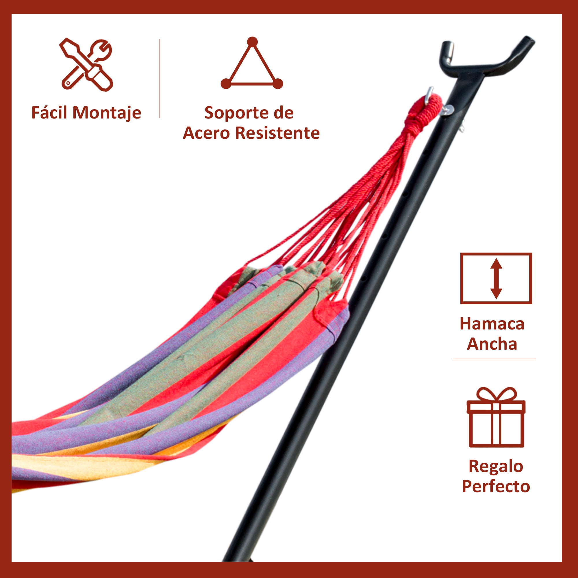 Hammock with Steel Stand Portable Garden Hammock with 6 Adjustable Heights and Carrying Bag for Patio Load 120 kg 200x150 cm Multicolor