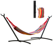 Hammock with Steel Stand Portable Garden Hammock with 6 Adjustable Heights and Carrying Bag for Patio Load 120 kg 200x150 cm Multicolor