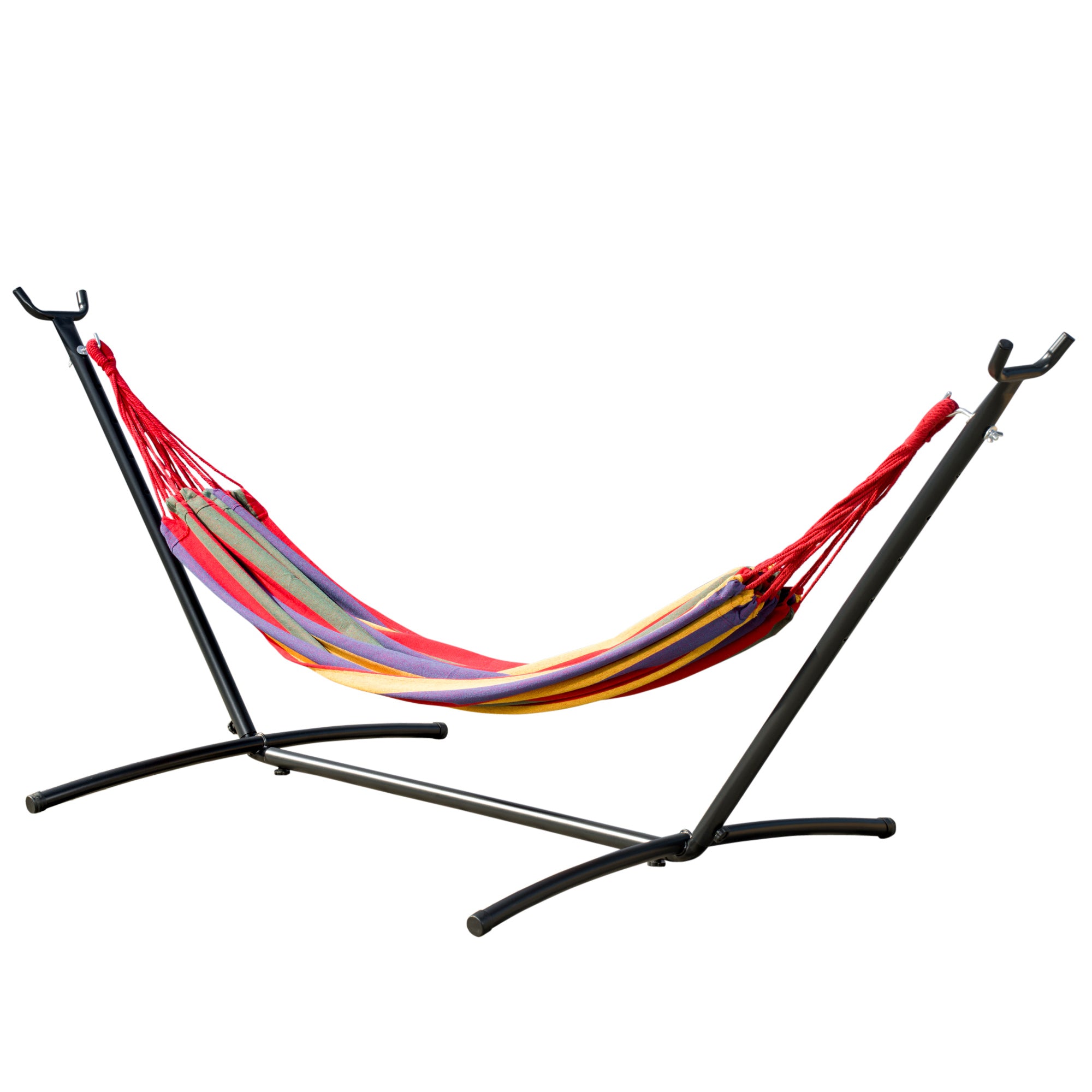 Hammock with Steel Stand Portable Garden Hammock with 6 Adjustable Heights and Carrying Bag for Patio Load 120 kg 200x150 cm Multicolor