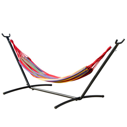 Hammock with Steel Stand Portable Garden Hammock with 6 Adjustable Heights and Carrying Bag for Patio Load 120 kg 200x150 cm Multicolor
