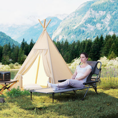 foldable sun lounger garden lounger with reading window, headrest, sunbed with 4-way adjustable backrest, weatherproof camping lounger up to 120 kg load capacity, for garden beach pool, Gray