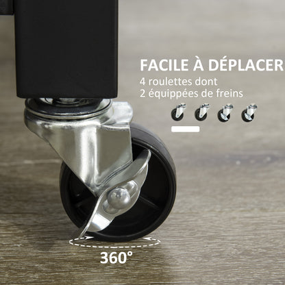 Kitchen Trolley Cart with Drawer and Wheels - 60 x 50 x 84.5 cm - Black and Oak Effect