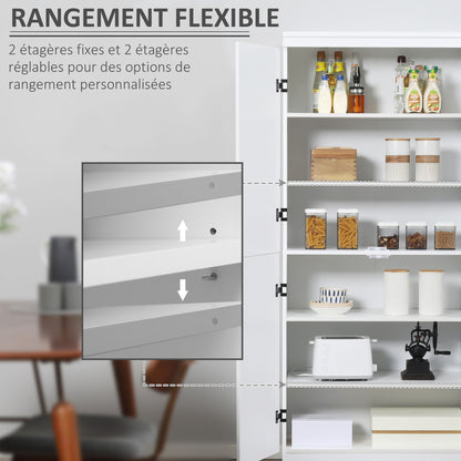 Kitchen Pantry Cabinet Dining Room Buffet with 4 Doors 6 Storage Shelves Modern Style 76 x 40 x 177 cm White