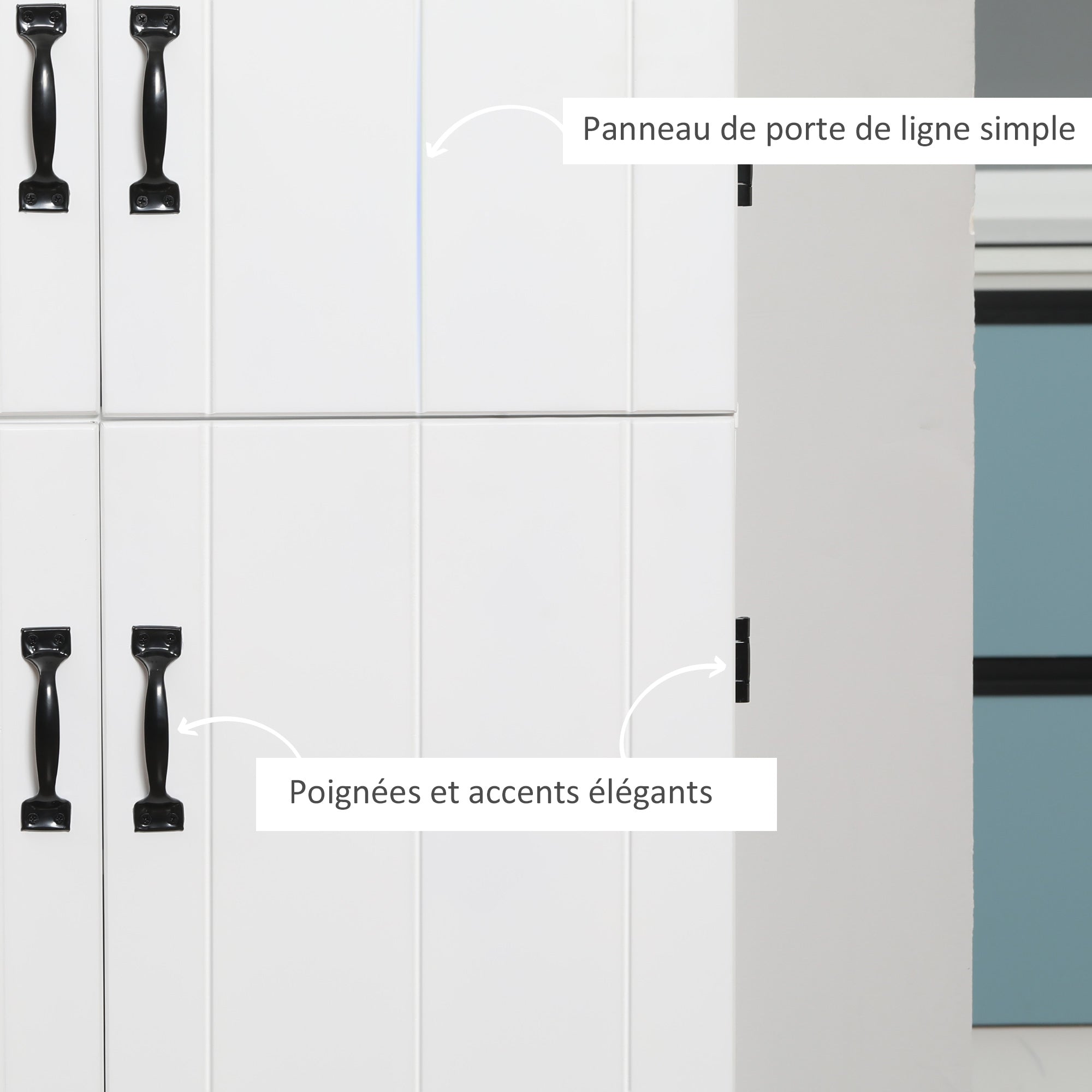 Kitchen Pantry Cabinet Dining Room Buffet with 4 Doors 6 Storage Shelves Modern Style 76 x 40 x 177 cm White