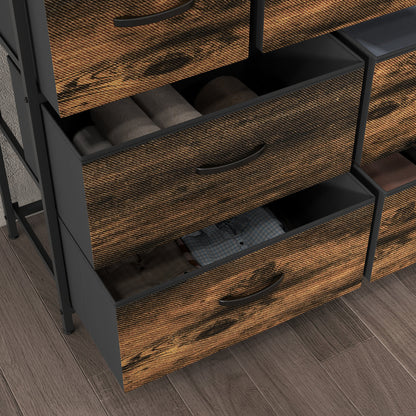 Fabric Storage Cabinet with 7 Drawers, Shelf, Metal Frame Chest of Drawers for Bedroom, Living Room Rustic Brown