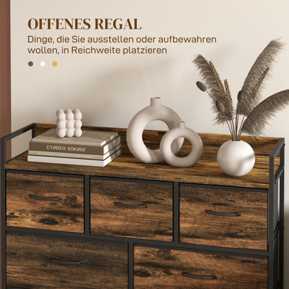 Fabric Storage Cabinet with 7 Drawers, Shelf, Metal Frame Chest of Drawers for Bedroom, Living Room Rustic Brown