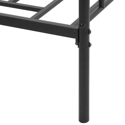 Single Metal Bed Frame 31 cm for 90x190 cm Mattress with Heart Shaped Headboard Bed Frame with Storage Space 95x196x100 cm Black