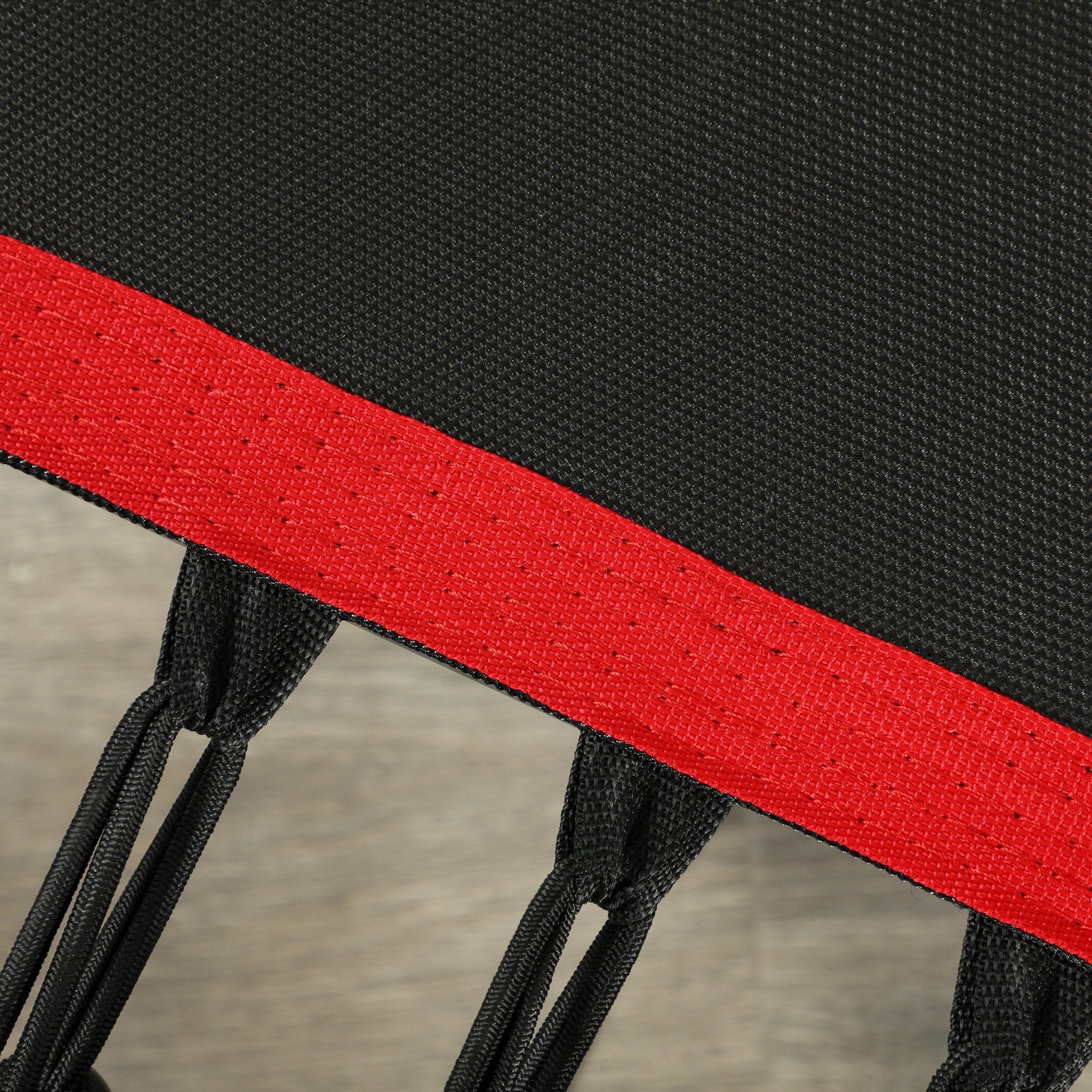 SPORTNOW Fitness Trampoline 114x114x132 cm Elastic Bed Fitness with Adjustable 3 Level Handlebar Steel Frame for Leg Body Workout at Home Office Gym Red