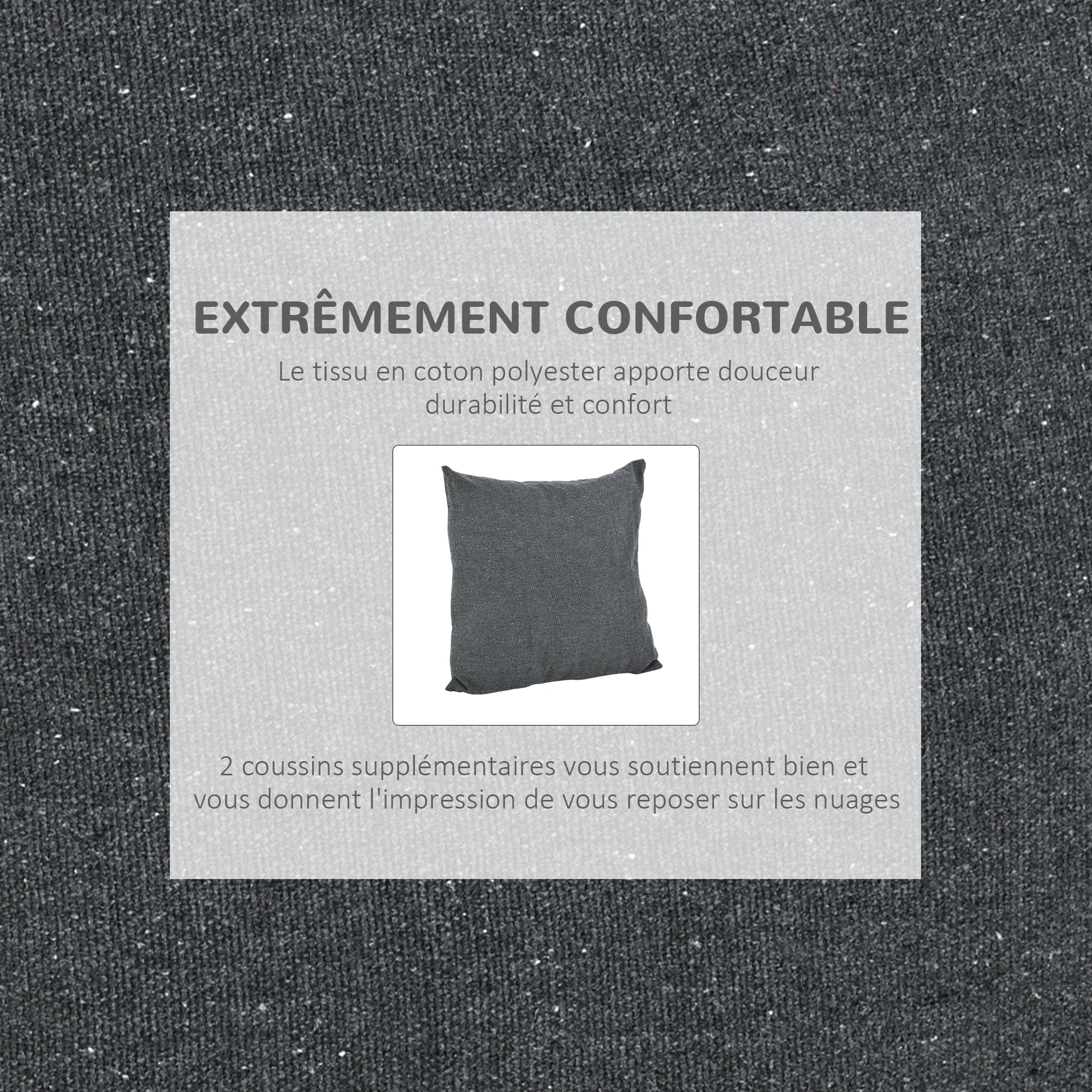Outdoor Hanging Chair Hammock Swing Chair with 2 Cushions, Indoor and Outdoor, Blended Cotton Fabric, for Courtyard Patio Lawn, Dark Gray