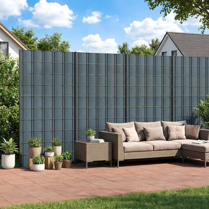 4-Pack Garden Privacy Screen — 35 m x 19 cm (115 ft x 7.5 in), Waterproof & UV-Resistant Windbreak with Clips, Gray