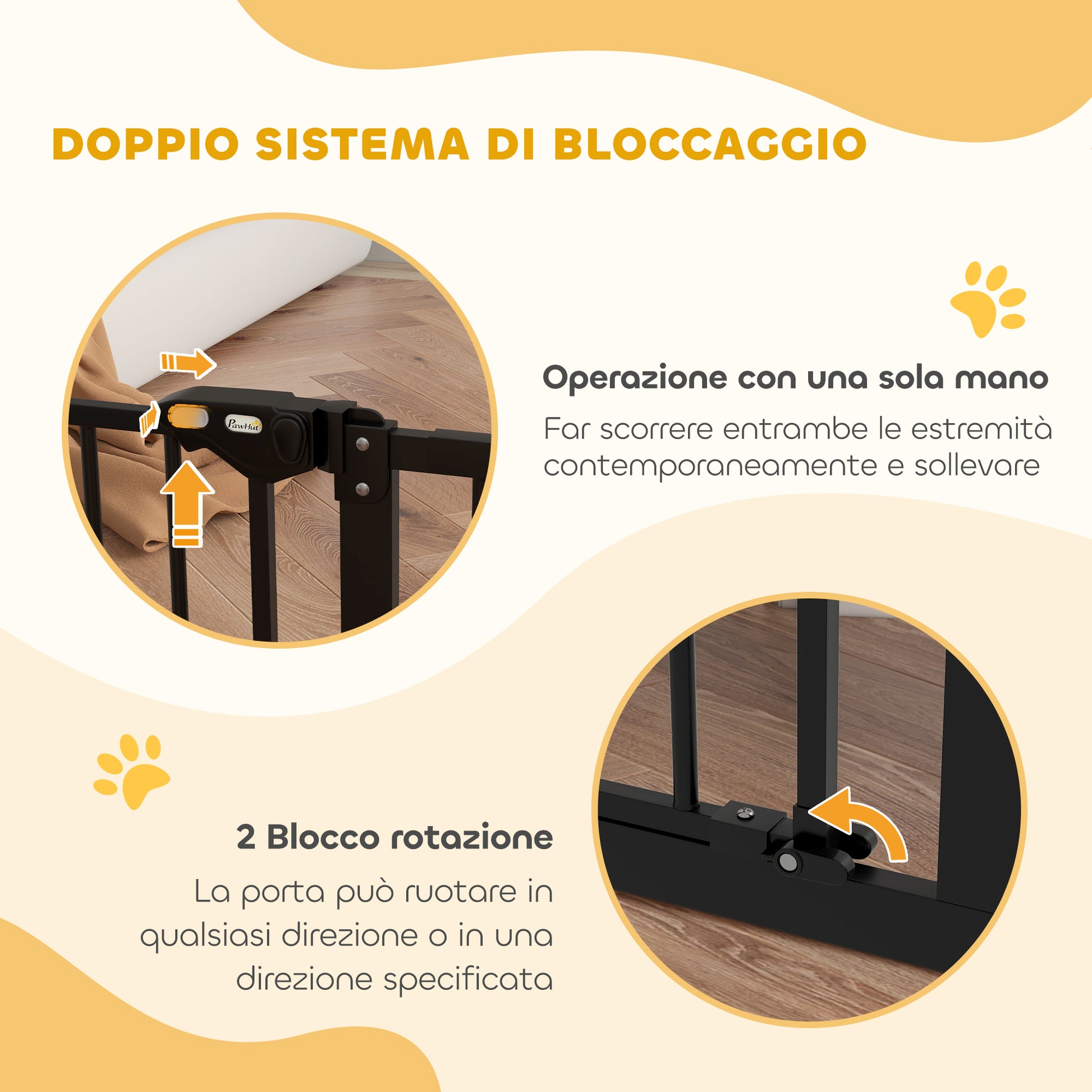 Dog and Pet Gate 2 Extensions Adjustable Width Up to 100 cm with Automatic Closure, Black