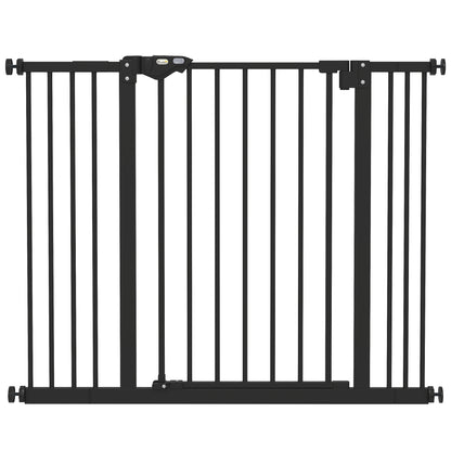 Dog and Pet Gate 2 Extensions Adjustable Width Up to 100 cm with Automatic Closure, Black