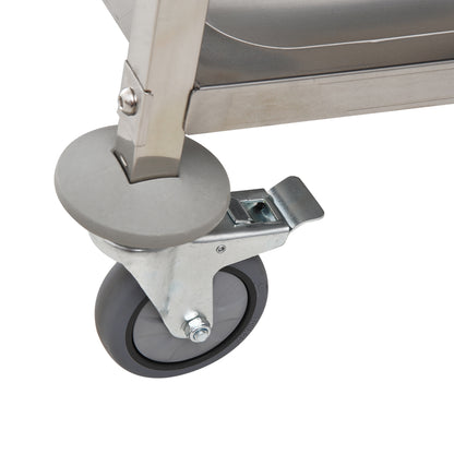 Stainless Steel Utility Cart with Wheels Kitchen Cart with Trays and 2 Arms for Dining Room Living Room 85x45x90 cm Silver