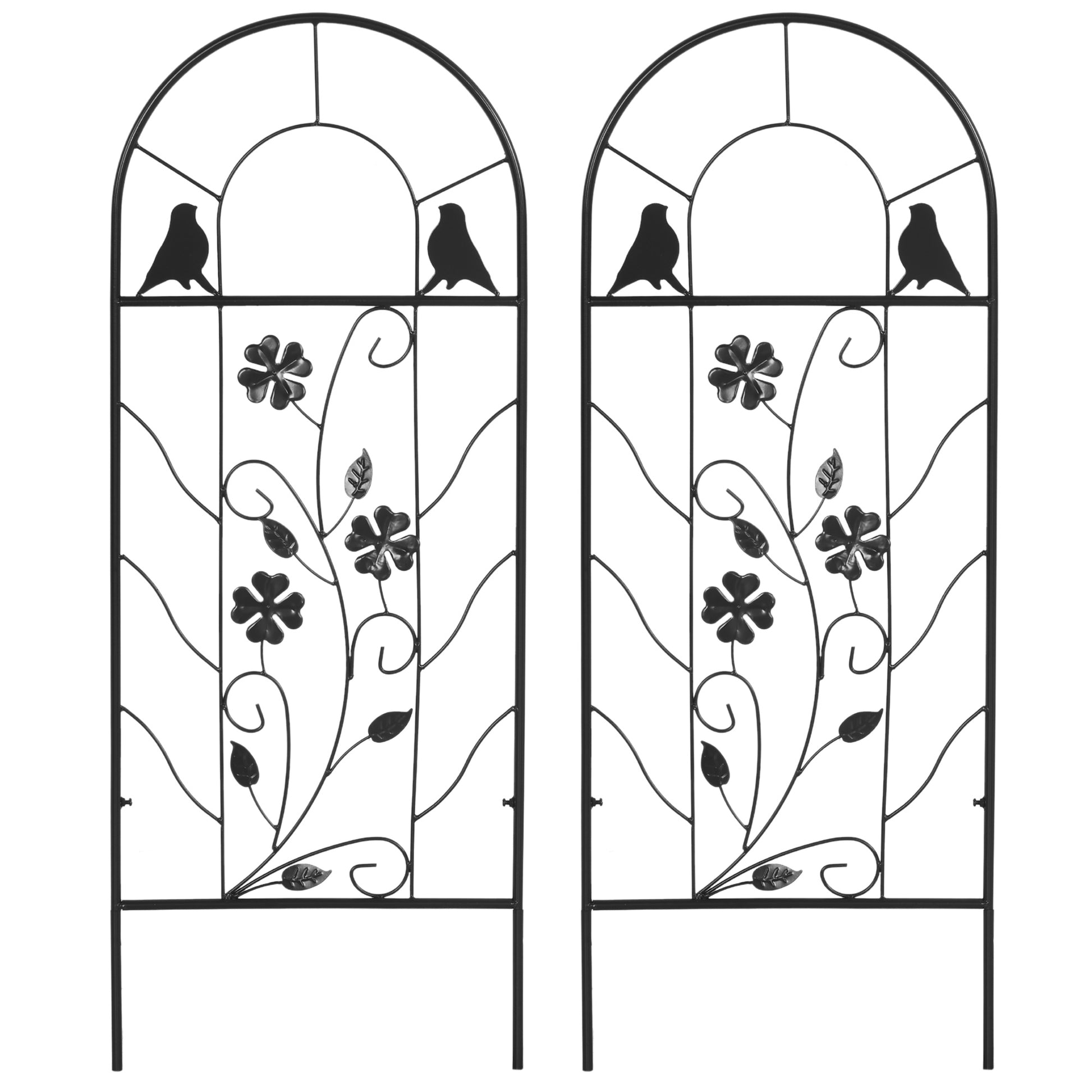 Metal Trellis 2-Piece Set for Climbing Plants Trellis 38 x 98 cm Garden Trellis for Indoor Plants Plant Trellis for Flowers Climbing Plants Black