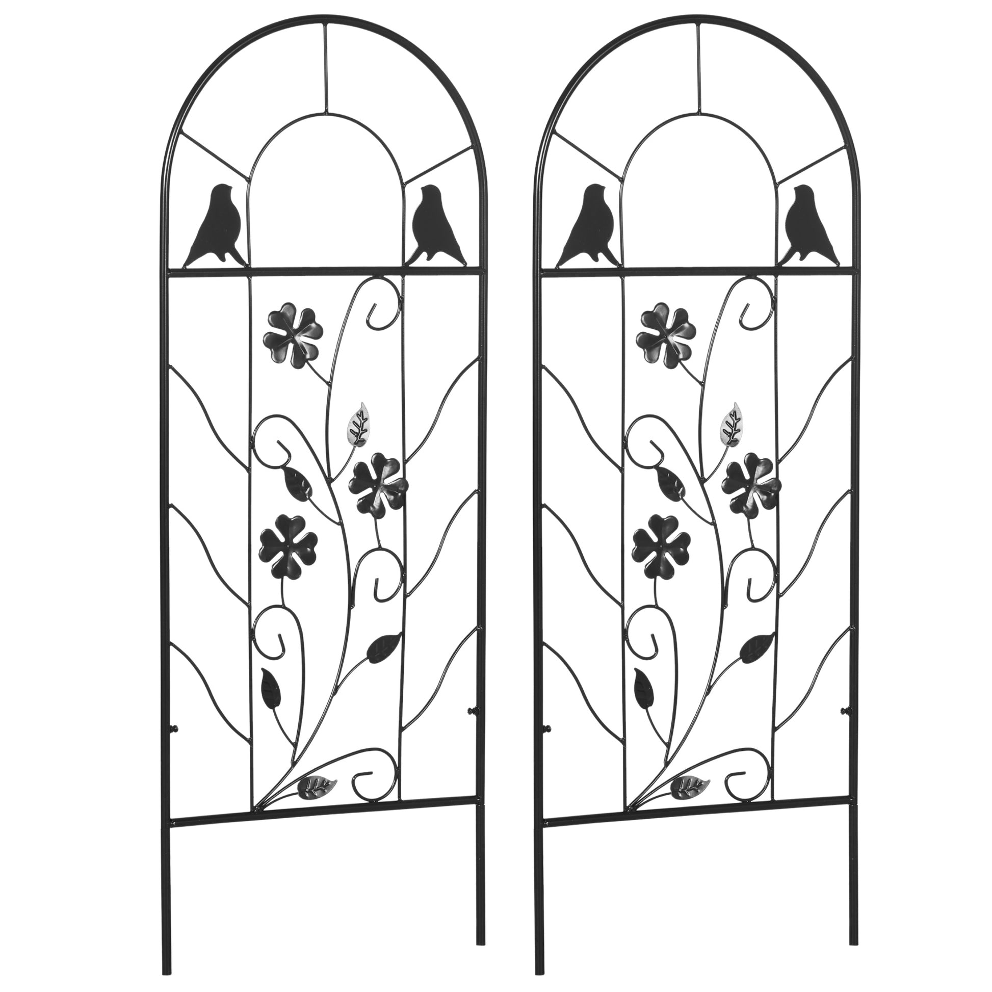 Metal Trellis 2-Piece Set for Climbing Plants Trellis 38 x 98 cm Garden Trellis for Indoor Plants Plant Trellis for Flowers Climbing Plants Black