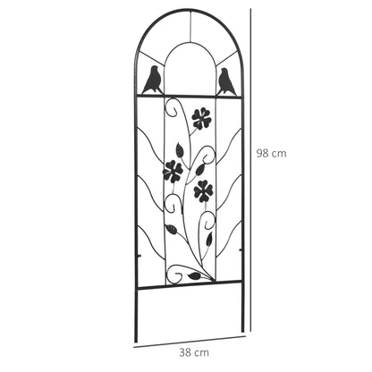 Metal Trellis 2-Piece Set for Climbing Plants Trellis 38 x 98 cm Garden Trellis for Indoor Plants Plant Trellis for Flowers Climbing Plants Black