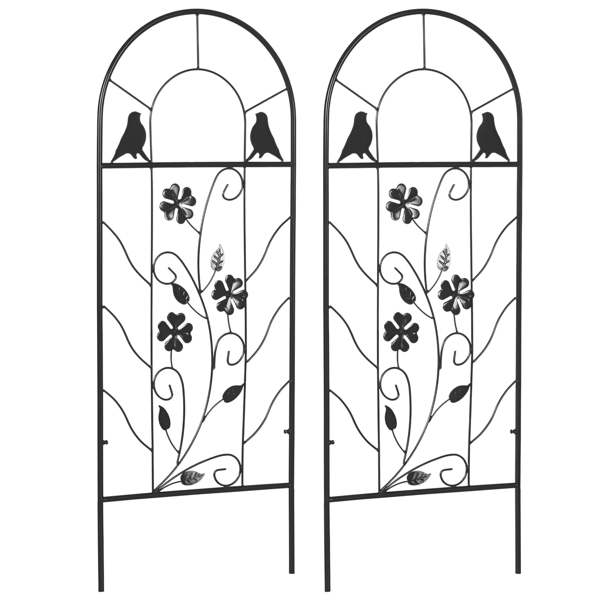 Metal Trellis 2-Piece Set for Climbing Plants Trellis 38 x 98 cm Garden Trellis for Indoor Plants Plant Trellis for Flowers Climbing Plants Black