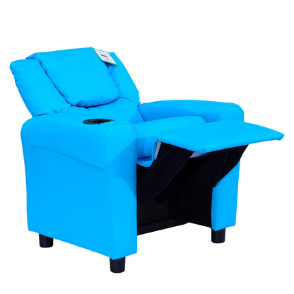 Children's Armchair, Mini Chair, Children's Sofa for 3-6 years old, Reclining Function, Built-In Cup Holder, Blue, 62 x 52 x 69 cm