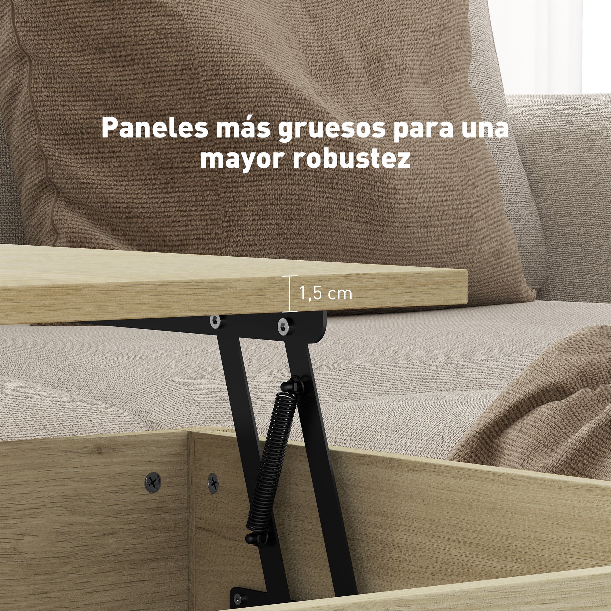 Lift-Top Coffee Table with Lift-Up Top, Hidden Storage Compartment, Drawers, and Open Shelf 100x50x48-62 cm Oak