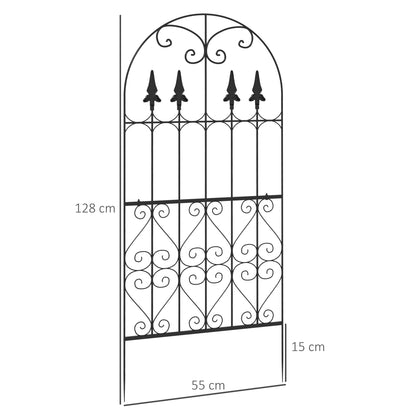 Set of 2 Garden Trellises Supports for Climbing Plants with Steel Frame for Patio Terrace Outdoor Decoration 55x128 cm Black