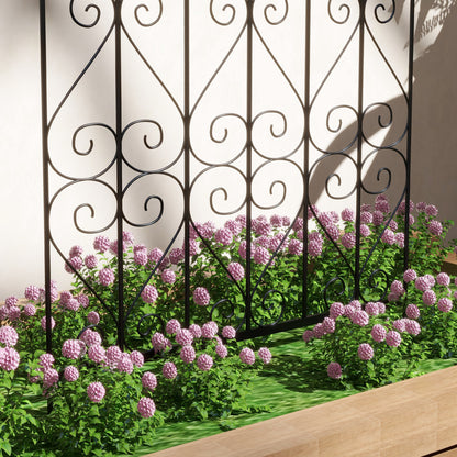 Set of 2 Garden Trellises Supports for Climbing Plants with Steel Frame for Patio Terrace Outdoor Decoration 55x128 cm Black