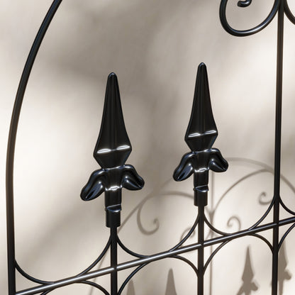 Set of 2 Garden Trellises Supports for Climbing Plants with Steel Frame for Patio Terrace Outdoor Decoration 55x128 cm Black