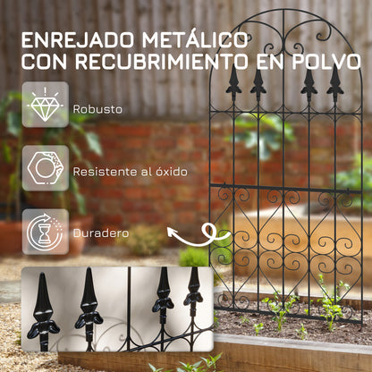 Set of 2 Garden Trellises Supports for Climbing Plants with Steel Frame for Patio Terrace Outdoor Decoration 55x128 cm Black