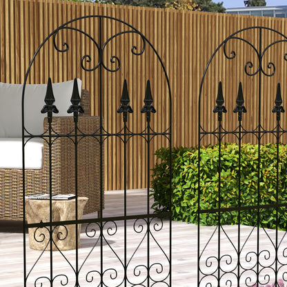 Set of 2 Garden Trellises Supports for Climbing Plants with Steel Frame for Patio Terrace Outdoor Decoration 55x128 cm Black