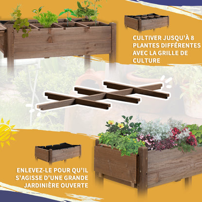 Raised Garden Planter on Wheels - Shelf, Foldable Side Table, Irrigation Inserts, Drainage Felt Included - Pre-Oiled Fir Wood