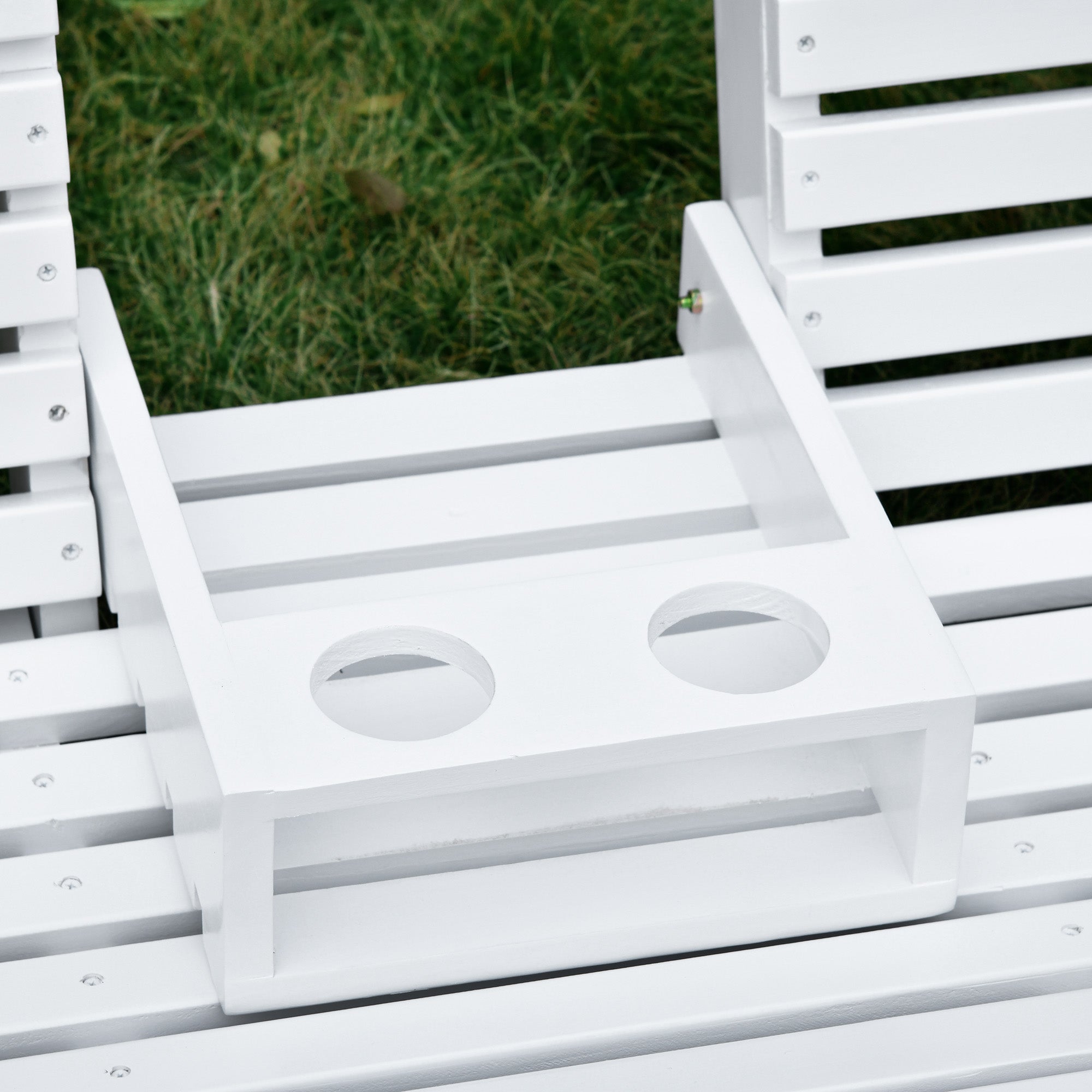 Hanging Bench Garden Swing Bench with Foldable Coffee Table for 2-3 People Fir Wood Patio Terrace Backyard Comfortable 150 x 75 x 53 cm White
