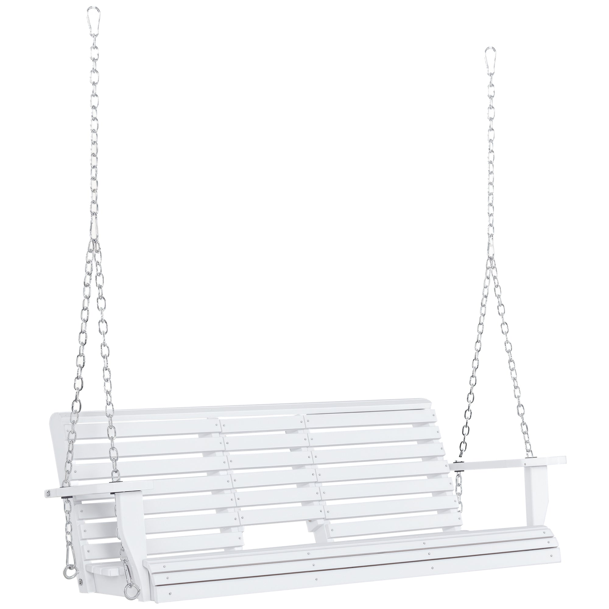 Hanging Bench Garden Swing Bench with Foldable Coffee Table for 2-3 People Fir Wood Patio Terrace Backyard Comfortable 150 x 75 x 53 cm White