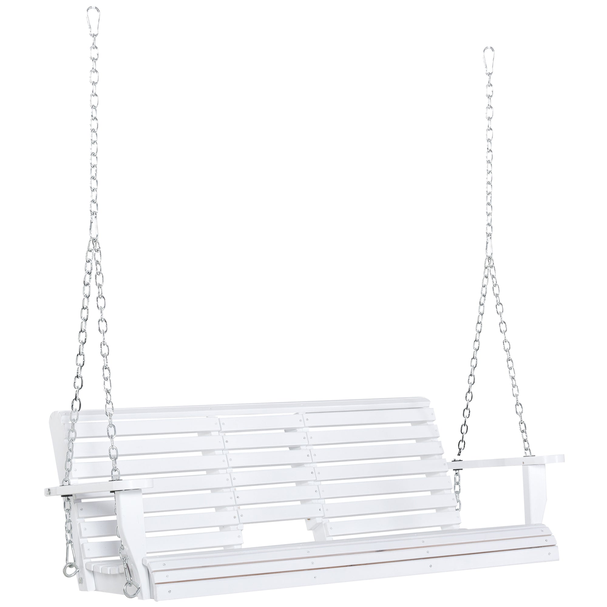 Hanging Bench Garden Swing Bench with Foldable Coffee Table for 2-3 People Fir Wood Patio Terrace Backyard Comfortable 150 x 75 x 53 cm White