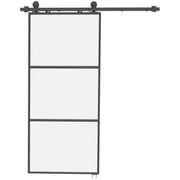Sliding Door with Hardware Glass Sliding Door with Soft Close Mechanism for Bathroom Living Room Kitchen 91.4x203.2 cm Black
