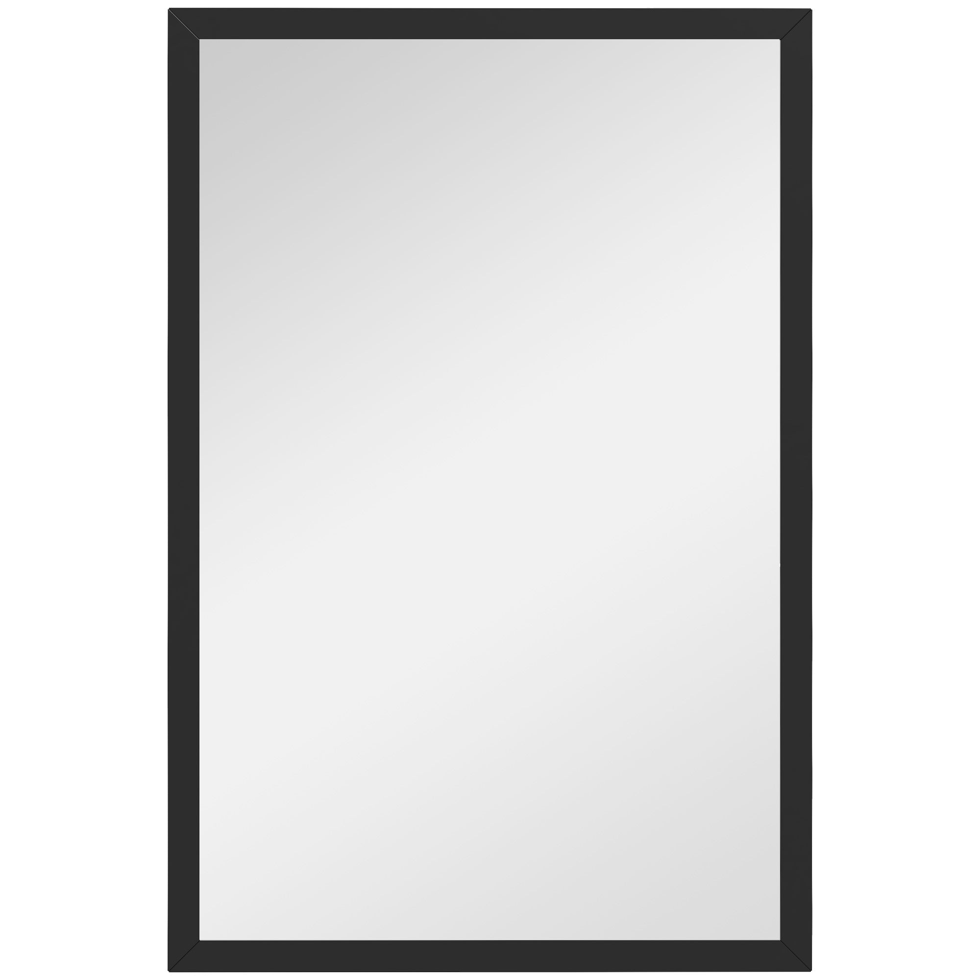 Rectangular Wall Mirror 60 x 40 cm, Black Wooden Frame, Ideal for Bathroom, Living Room, or Bedroom