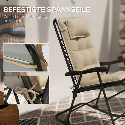 2-Piece Set Sun Lounger Cushion Water-Resistant Lounge Pad for Garden Lounger Padding for Beach Lounger Sunbed Pillow Cushion for Garden Furniture Cushions 50x116x5 cm, Beige