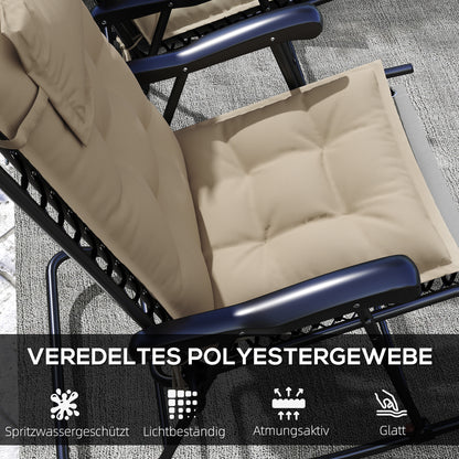 2-Piece Set Sun Lounger Cushion Water-Resistant Lounge Pad for Garden Lounger Padding for Beach Lounger Sunbed Pillow Cushion for Garden Furniture Cushions 50x116x5 cm, Beige