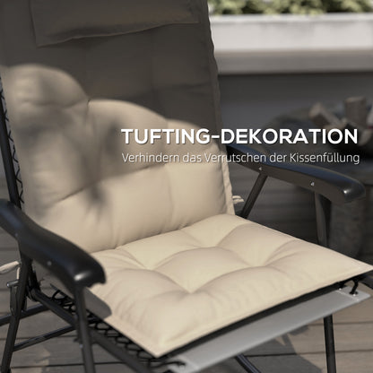 2-Piece Set Sun Lounger Cushion Water-Resistant Lounge Pad for Garden Lounger Padding for Beach Lounger Sunbed Pillow Cushion for Garden Furniture Cushions 50x116x5 cm, Beige