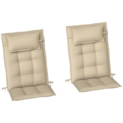 2-Piece Set Sun Lounger Cushion Water-Resistant Lounge Pad for Garden Lounger Padding for Beach Lounger Sunbed Pillow Cushion for Garden Furniture Cushions 50x116x5 cm, Beige