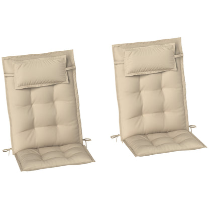 2-Piece Set Sun Lounger Cushion Water-Resistant Lounge Pad for Garden Lounger Padding for Beach Lounger Sunbed Pillow Cushion for Garden Furniture Cushions 50x116x5 cm, Beige
