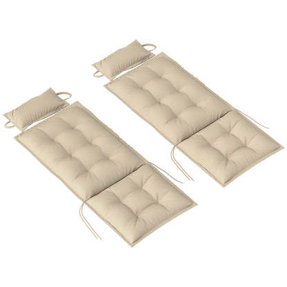 2-Piece Set Sun Lounger Cushion Water-Resistant Lounge Pad for Garden Lounger Padding for Beach Lounger Sunbed Pillow Cushion for Garden Furniture Cushions 50x116x5 cm, Beige