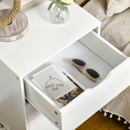 Bedside Table Nightstand with 3 Drawers, Scandinavian Style for Bedroom, Living Room, 40 x 35 x 68.5 cm, White