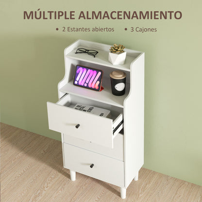 3-Drawer Dresser Narrow Bedroom Dresser with Open Shelves Anti-Tip High Chest of Drawers for Living Room Hallway 47x29x95 cm White Veined