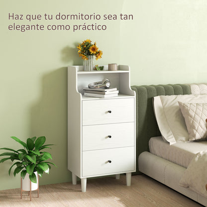 3-Drawer Dresser Narrow Bedroom Dresser with Open Shelves Anti-Tip High Chest of Drawers for Living Room Hallway 47x29x95 cm White Veined