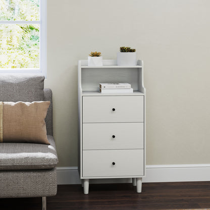 3-Drawer Dresser Narrow Bedroom Dresser with Open Shelves Anti-Tip High Chest of Drawers for Living Room Hallway 47x29x95 cm White Veined