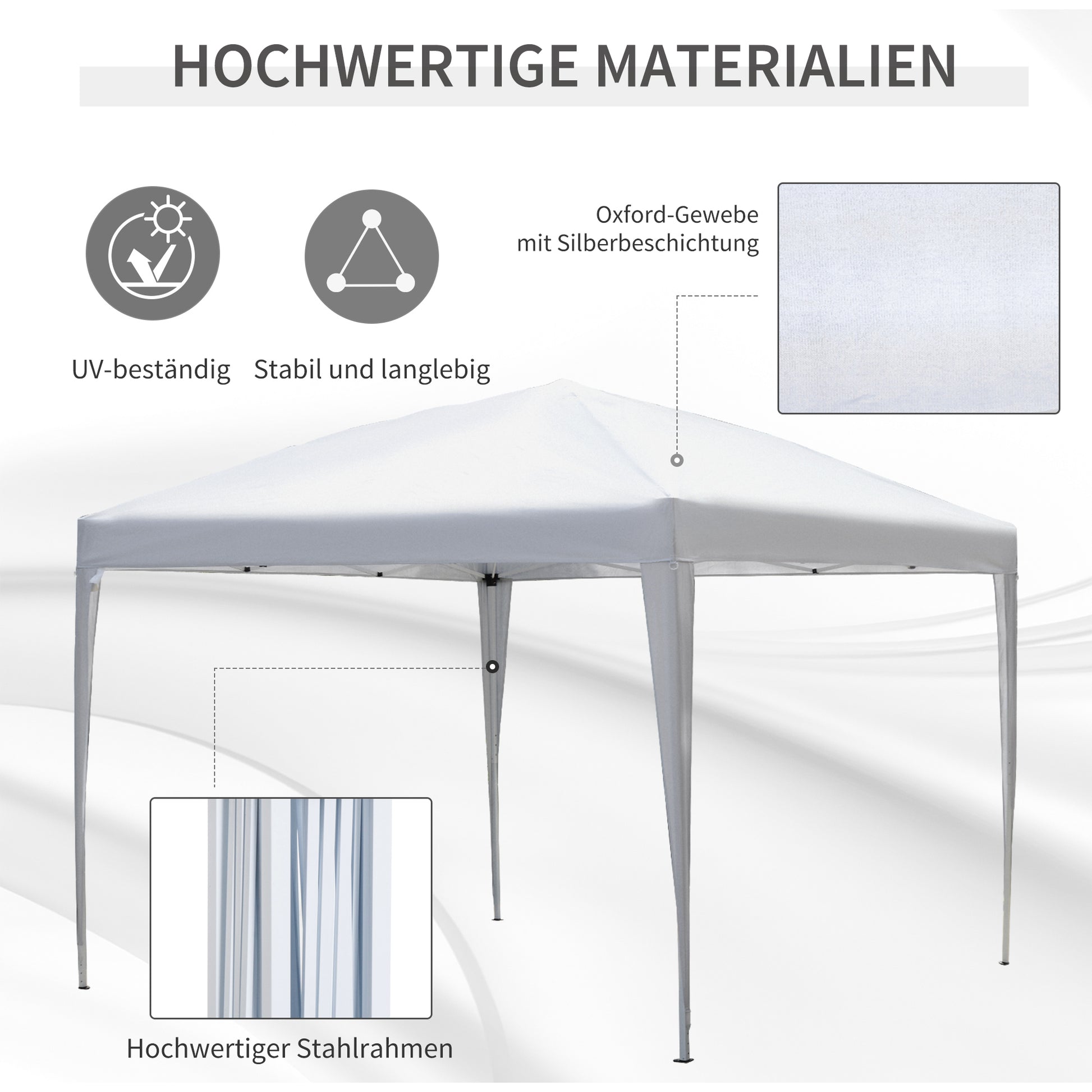 Pavilion approx. 3x3m, water-repellent Stable Winterproof Pop-up Folding Pavilion, UV Protection, Foldable Party Tent Garden Tent with Bag, Garden Pavilion for Camping Garden, White