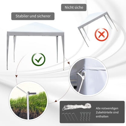 Pavilion approx. 3x3m, water-repellent Stable Winterproof Pop-up Folding Pavilion, UV Protection, Foldable Party Tent Garden Tent with Bag, Garden Pavilion for Camping Garden, White